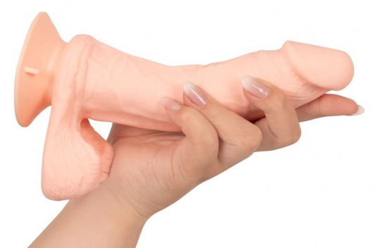 Телесный вибратор на присоске с пультом ДУ Bendable RC Vibrator with Balls - 20,8 см. - Orion