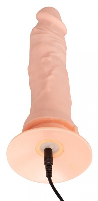 Телесный вибратор на присоске с пультом ДУ Bendable RC Vibrator - 21,5 см. - Orion