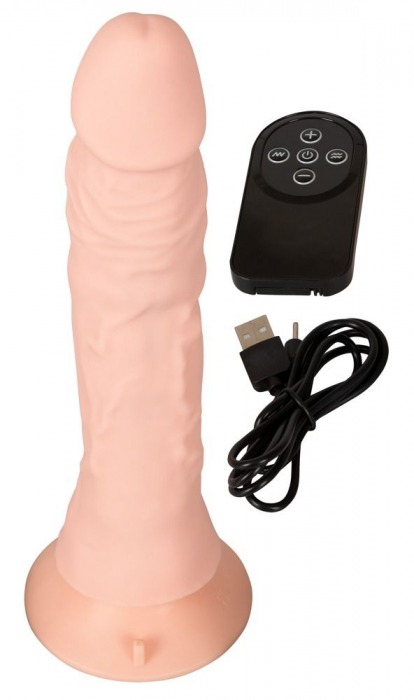 Телесный вибратор на присоске с пультом ДУ Bendable RC Vibrator - 21,5 см. - Orion