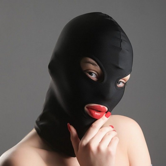 Черная эластичная маска БДСМ с прорезями для глаз и рта - Сима-Ленд - купить с доставкой в Нижнем Новгороде