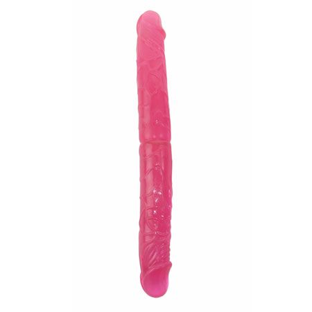 Розовый двухголовый гнущийся фаллоимитатор - 37,4 см. - Baile