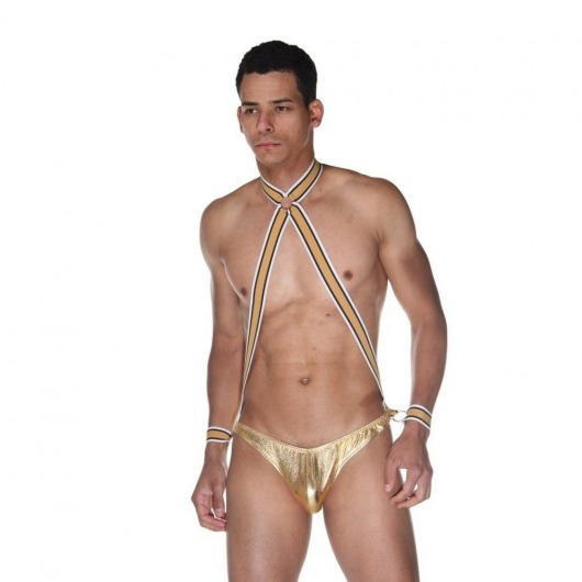 Золотистое мужское боди с манжетами - La Blinque купить с доставкой