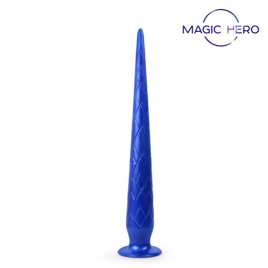 Синий стимулятор с ромбовидным рельефом - 31,5 см. - Bior toys