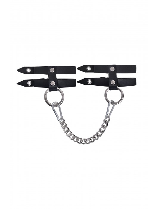 Черные однослойные кожаные оковы из двух ремешков - Pecado - купить с доставкой в Нижнем Новгороде