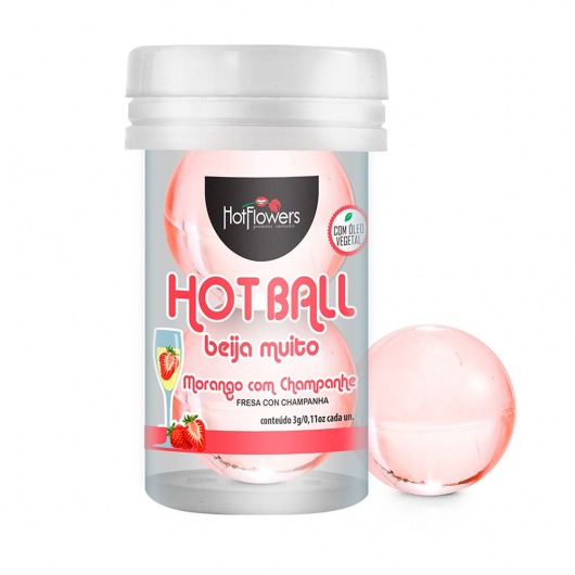 Лубрикант на масляной основе Hot Ball Beija Muito с ароматом клубники и шампанского (2 шарика по 3 гр.) - HotFlowers - купить с доставкой в Нижнем Новгороде