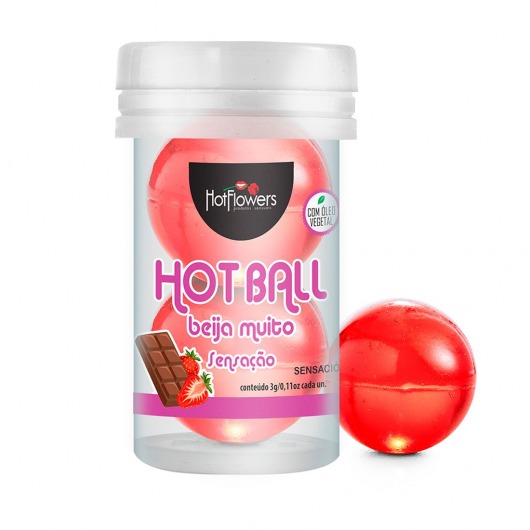 Лубрикант на масляной основе Hot Ball Beija Muito с ароматом шоколада и клубники (2 шарика по 3 гр.) - HotFlowers - купить с доставкой в Нижнем Новгороде