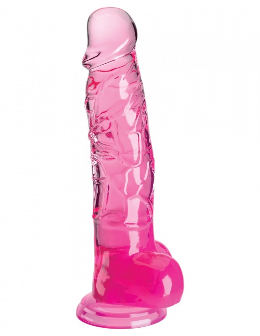 Розовый фаллоимитатор с мошонкой на присоске 8’’ Cock with Balls - 22,2 см. - Pipedream