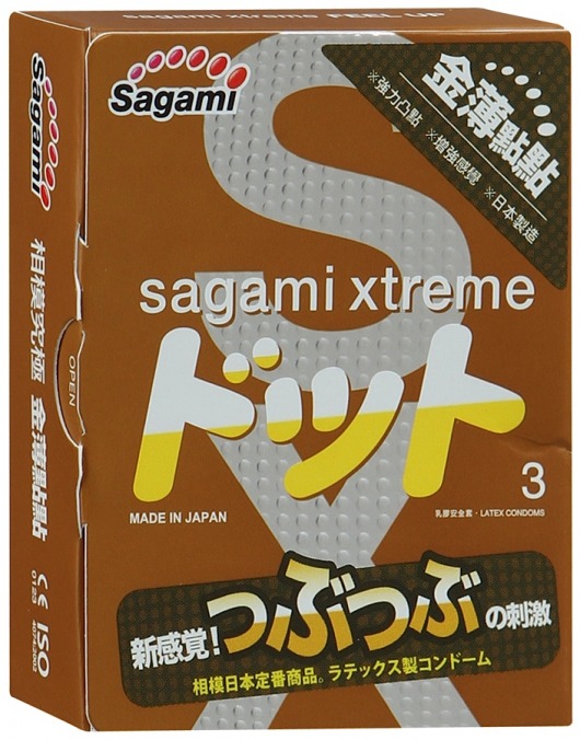 Презервативы Sagami Xtreme FEEL UP с точечной текстурой и линиями прилегания - 3 шт. - Sagami - купить с доставкой в Нижнем Новгороде