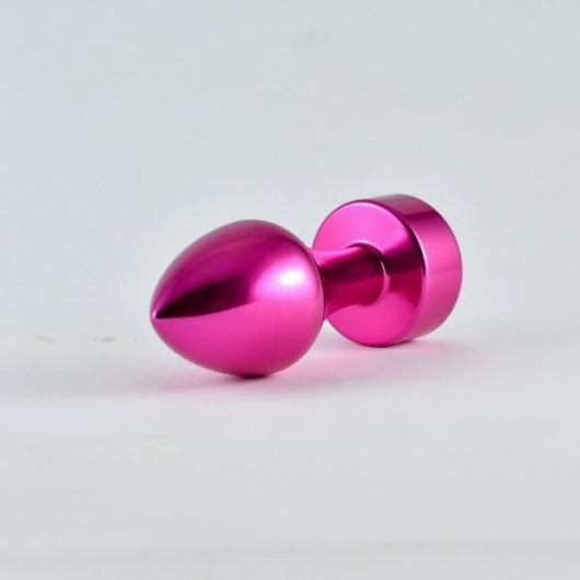 Розовая алюминиевая анальная пробка с прозрачным кристаллом - 8,1 см. - Lovetoy - купить с доставкой в Нижнем Новгороде