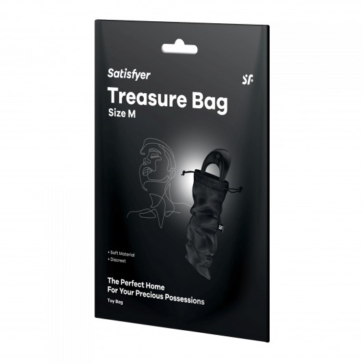 Черный мешочек для хранения игрушек Treasure Bag M - Satisfyer - купить с доставкой в Нижнем Новгороде
