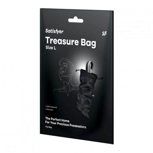Черный мешочек для хранения игрушек Treasure Bag L - Satisfyer - купить с доставкой в Нижнем Новгороде