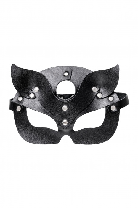 Черная кожаная рельефная маска кошки - Pecado - купить с доставкой в Нижнем Новгороде