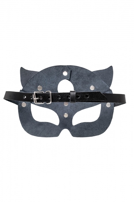 Черная кожаная рельефная маска кошки - Pecado - купить с доставкой в Нижнем Новгороде