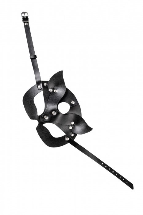 Черная кожаная рельефная маска кошки - Pecado - купить с доставкой в Нижнем Новгороде