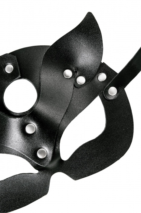 Черная кожаная рельефная маска кошки - Pecado - купить с доставкой в Нижнем Новгороде