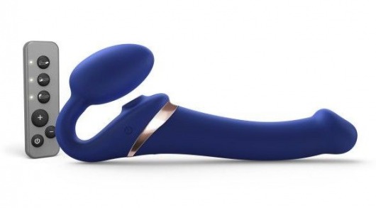 Синий безремневой страпон Multi Orgasm Size M с клиторальной стимуляцией - Strap-on-me - купить с доставкой в Нижнем Новгороде
