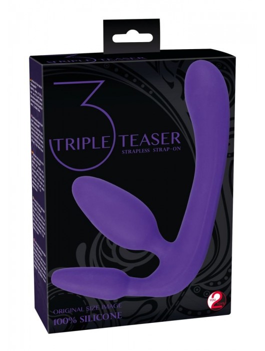 Фиолетовый безремневой страпон с двумя пробками - Orion - купить с доставкой в Нижнем Новгороде