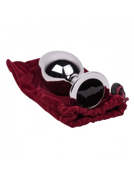 Большой стальной плаг с черным кристаллом Black Rave - 9,5 см. - Erotic Fantasy - купить с доставкой в Нижнем Новгороде