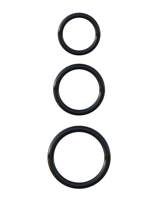 Набор из трех черных эрекционных колец Silicone 3-Ring Stamina Set - Pipedream - в Нижнем Новгороде купить с доставкой