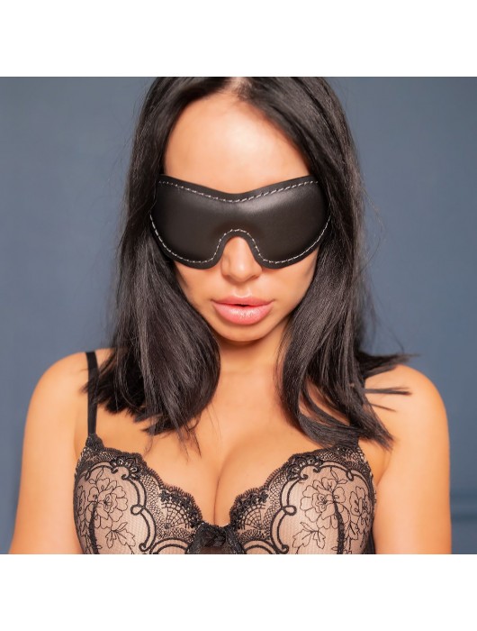 Черная мягкая закрытая маска из натуральной кожи - Crazy Handmade - купить с доставкой в Нижнем Новгороде