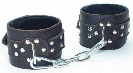 Кожаные наручники на металлической цепочке - БДСМ Арсенал - купить с доставкой в Нижнем Новгороде