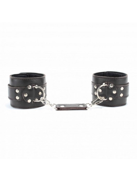 Коричневые оковы из мягкой кожи на металлической цепочке - БДСМ Арсенал - купить с доставкой в Нижнем Новгороде