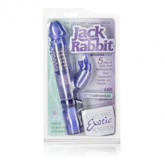 Фиолетовый вибромассажер Waterproof Jack Rabbit - 22 см. - California Exotic Novelties