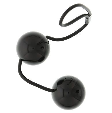 Чёрные вагинальные шарики на мягкой сцепке GOOD VIBES PERFECT BALLS - Dream Toys