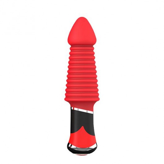 Красный ребристый анальный вибратор BOOTYFUL RIDGED VIBE - 11 см. - Dream Toys