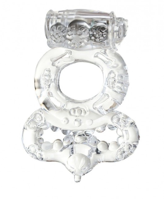 Прозрачное эрекционное кольцо с вибратором  и подхватом - Toyfa Basic - в Нижнем Новгороде купить с доставкой