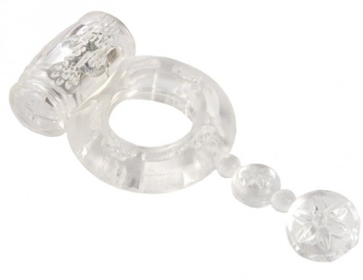 Прозрачное эрекционное кольцо с вибратором и хвостом - Toyfa Basic - в Нижнем Новгороде купить с доставкой