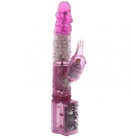 Розовый вибратор с клиторальным отростком JK UNDENIABLE 7.5 PEARL DIVER - 19 см. - NMC
