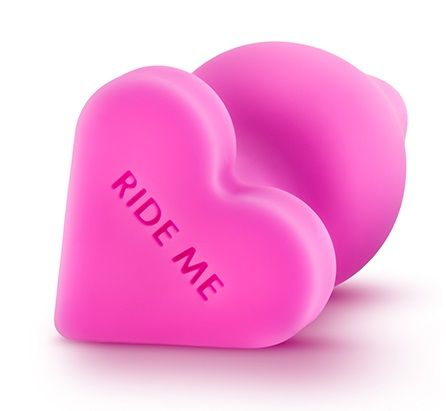 Розовый анальный плаг с основанием-сердечком NAGHTIER CANDY HEART RIDE ME - 10,6 см. - Blush Novelties - купить с доставкой в Нижнем Новгороде