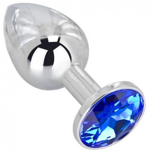 Анальное украшение BUTT PLUG  Small с синим кристаллом - 7 см. - Anal Jewelry Plug - купить с доставкой в Нижнем Новгороде
