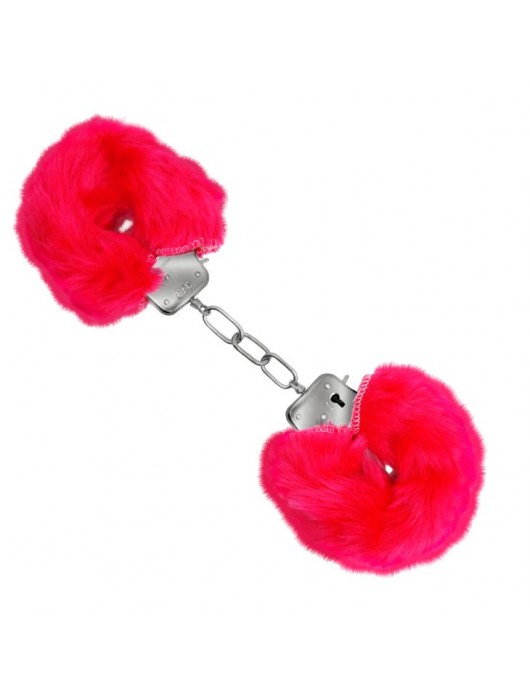 Красные меховые наручники Love с ключиками - Baile - купить с доставкой в Нижнем Новгороде
