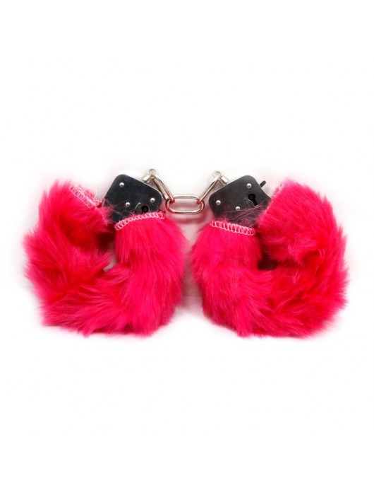 Красные меховые наручники Love с ключиками - Baile - купить с доставкой в Нижнем Новгороде