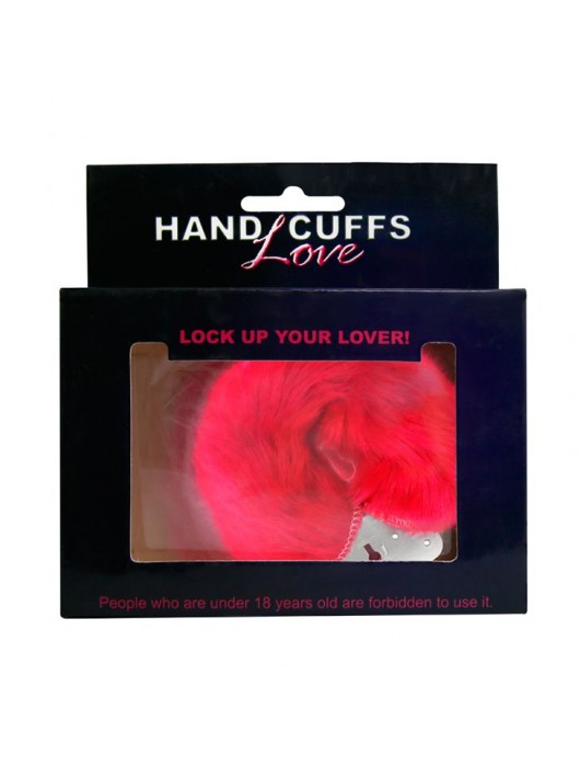 Красные меховые наручники Love с ключиками - Baile - купить с доставкой в Нижнем Новгороде