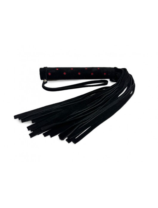 Черная замшевая плеть с красными точками на рукояти Red dot Princess - 43 см. - БДСМ Арсенал - купить с доставкой в Нижнем Новгороде