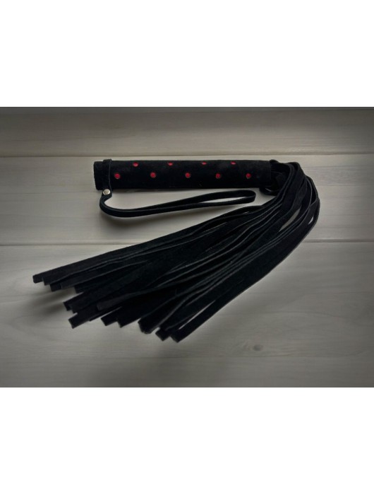 Черная замшевая плеть с красными точками на рукояти Red dot Princess - 43 см. - БДСМ Арсенал - купить с доставкой в Нижнем Новгороде