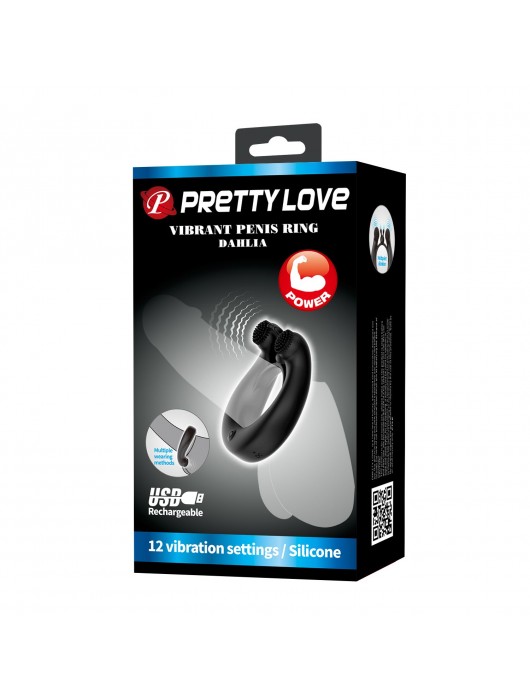 Черное эрекционное кольцо Dahlia с 2 стимулирующими щеточками - Baile - в Нижнем Новгороде купить с доставкой