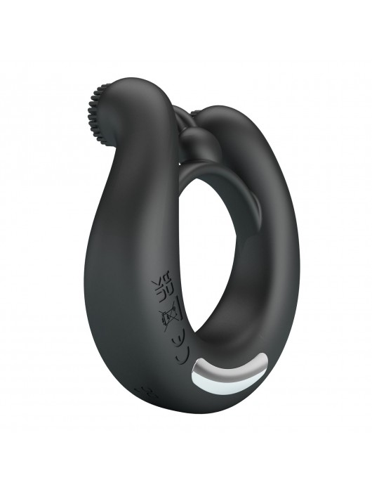 Черное эрекционное кольцо Dahlia с 2 стимулирующими щеточками - Baile - в Нижнем Новгороде купить с доставкой