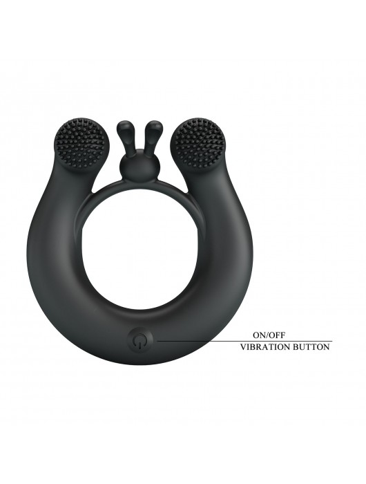 Черное эрекционное кольцо Dahlia с 2 стимулирующими щеточками - Baile - в Нижнем Новгороде купить с доставкой
