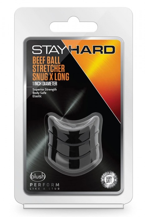 Черное эрекционное кольцо на мошонку Beef Ball Stretcher Snug X Long - Blush Novelties - в Нижнем Новгороде купить с доставкой