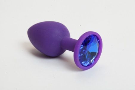 Фиолетовая силиконовая пробка с синим стразом - 7,1 см. - 4sexdreaM - купить с доставкой в Нижнем Новгороде