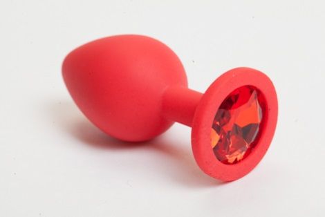 Красная силиконовая пробка с алым стразом - 7,1 см. - 4sexdreaM - купить с доставкой в Нижнем Новгороде