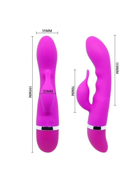 Лиловый вибратор Hilda с клиторальным отростком - 19,5 см. - Baile