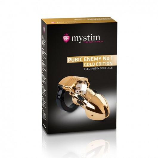 Золотистый пояс верности Pubic Enemy No1 Gold Edition для электростимуляции - MyStim - купить с доставкой в Нижнем Новгороде