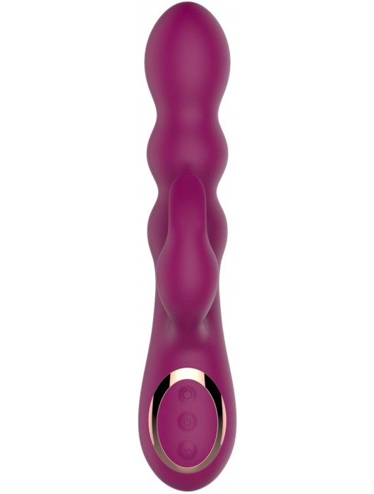 Сливовый вибратор-кролик AN Stamen с массажем бусинами - 22 см. - Anasteisha