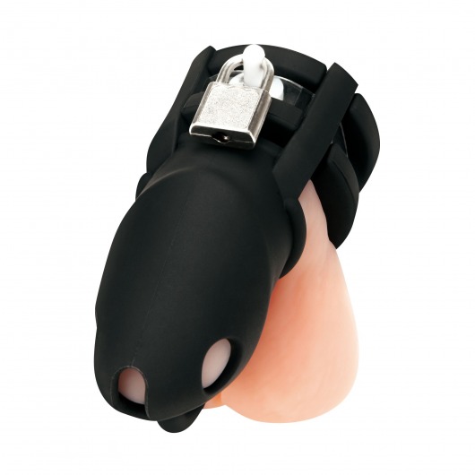 Черная клетка для пениса Silicone Small 2 in Cock Cage With Ball Divider - BlueLine - купить с доставкой в Нижнем Новгороде