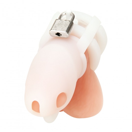 Белая клетка для пениса Silicone Small 2 in Cock Cage With Ball Divider - BlueLine - купить с доставкой в Нижнем Новгороде